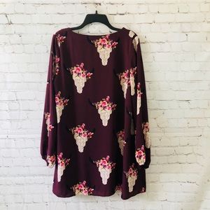 Peach Love Purple Floral Cattle Dress